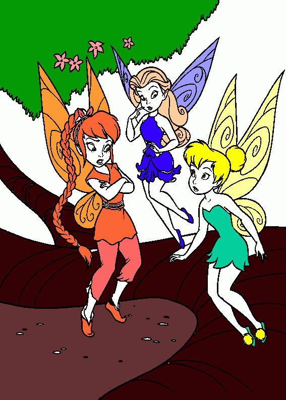 sininho e amigas pintado por mim para colorir e imprimir