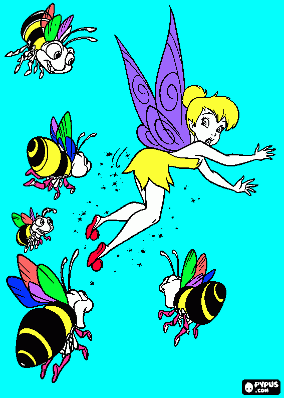 SININHO VOANDO AO VER AS ABELHAS para colorir e imprimir