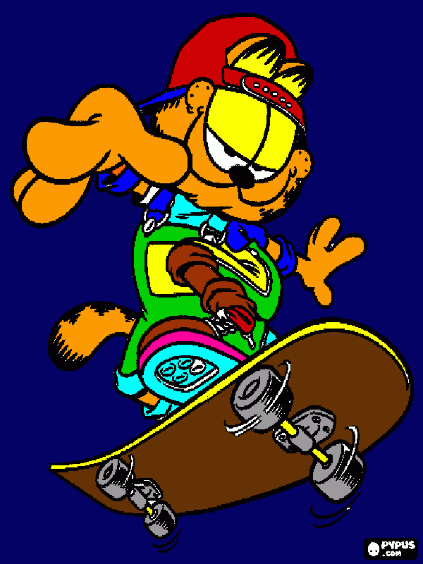 sktista Garfield para colorir e imprimir