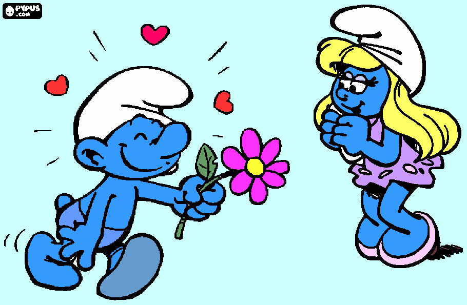 Smurf apaixonado  para colorir e imprimir