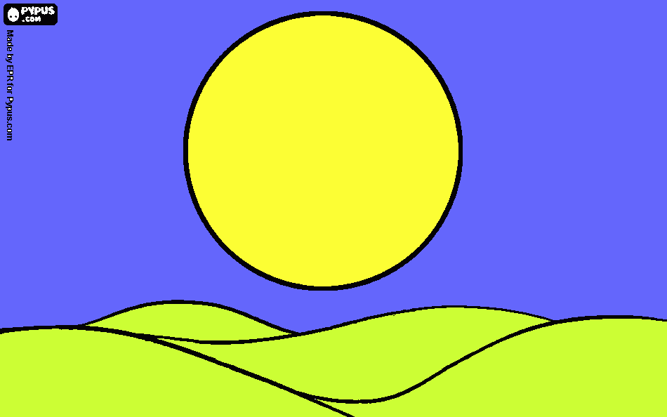 sol sobre dunas de areia para colorir e imprimir