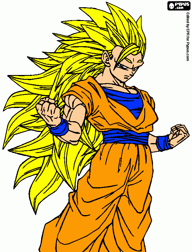 Son Goku Super Sayajin 3 para colorir e imprimir