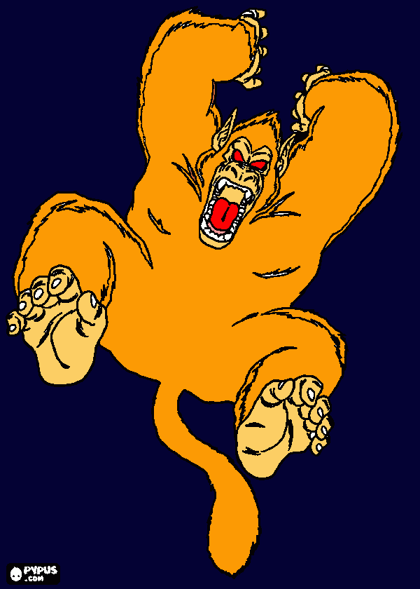 Son Goku transformado em gorila gigante para colorir e imprimir