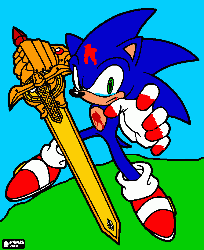 sonic com a espada(EXCALIBUR) para colorir e imprimir