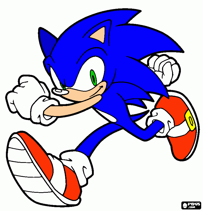 sonic correndo para colorir e imprimir