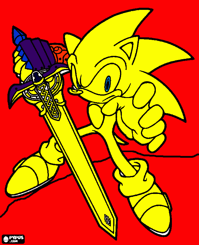 sonic na super forma para colorir e imprimir
