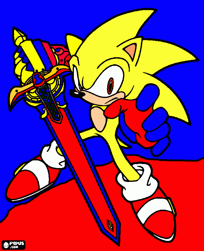 sonic supremo dourado para colorir e imprimir
