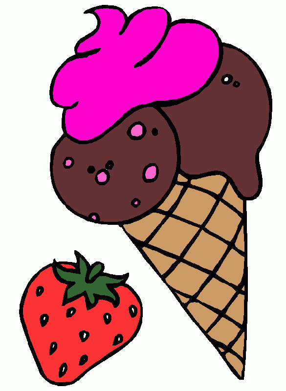 Sorvete de Morango com chocolate para colorir e imprimir