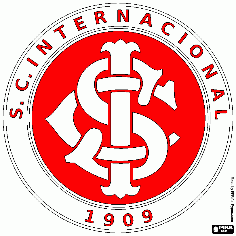 Sport Club Internacional, conhecido como Internacional de Porto Alegre, para colorir e imprimir