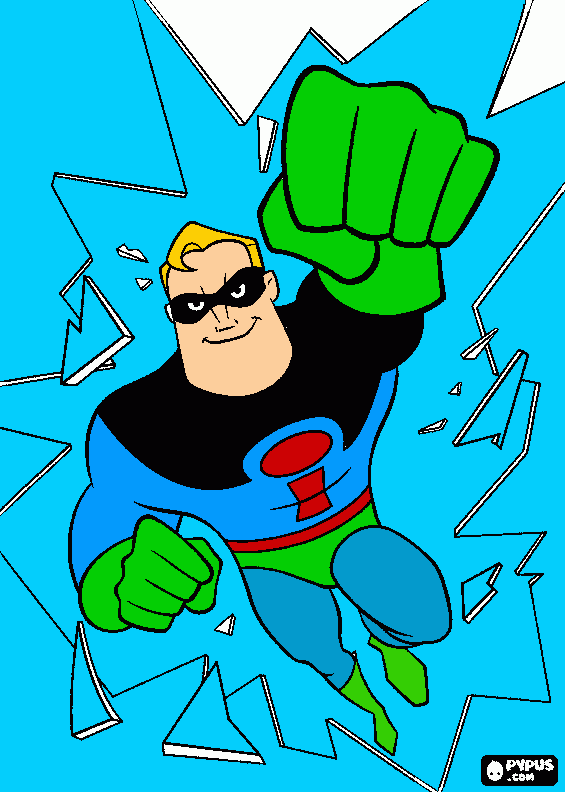 Sr. Incrível com traje novo para colorir e imprimir