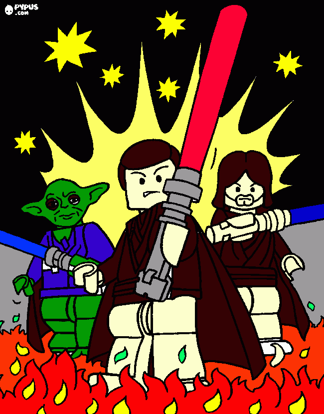 starwars 3 lego yoda luke skywalker obi-wan kenobi para colorir e imprimir