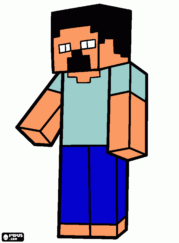 steve com outra roupa e cara diferente para colorir e imprimir