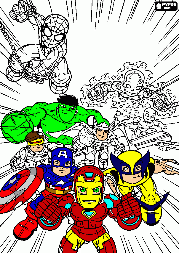 Super Heros Squad para colorir e imprimir