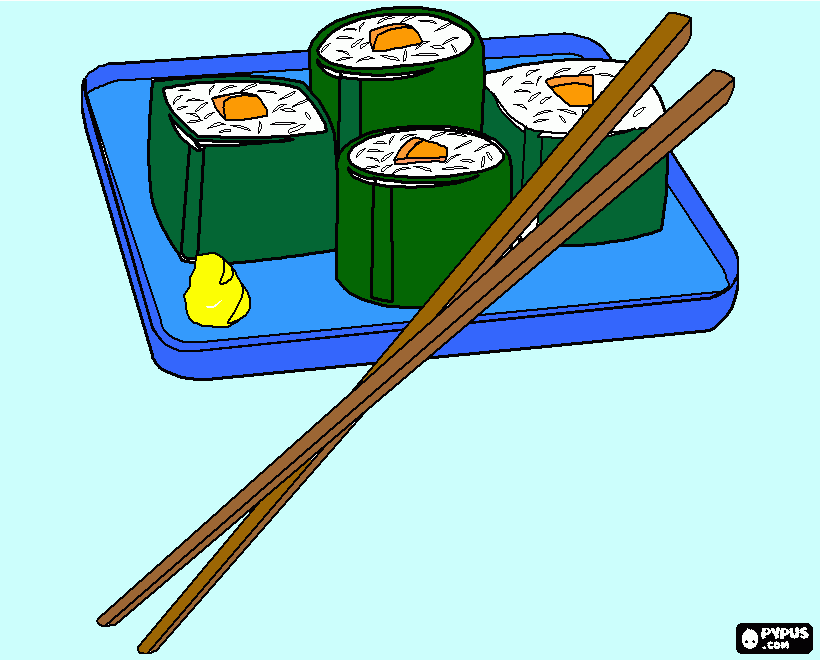 Sushi, comida japonesa. para colorir e imprimir