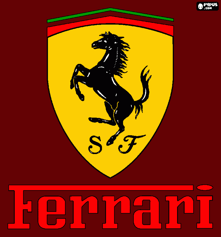 Símbolo da Ferrari num Ferrari FXX. para colorir e imprimir