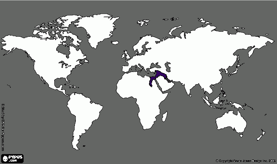 Tamanho do Imperio Assirio comparado com o mundo para colorir e imprimir
