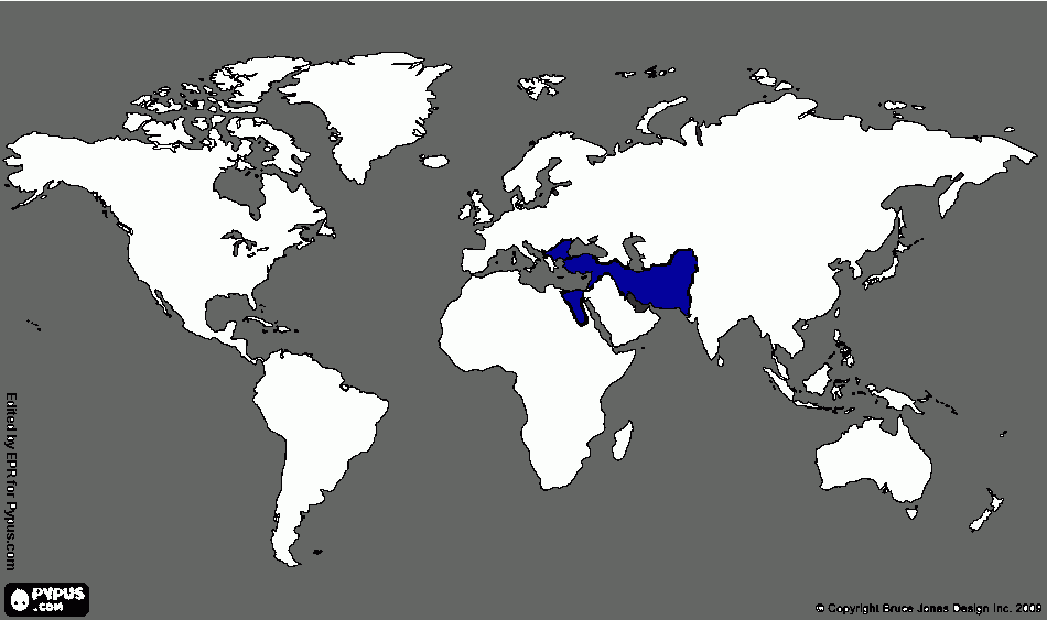 Tamanho do Imperio Macedônico comparado com o mundo para colorir e imprimir