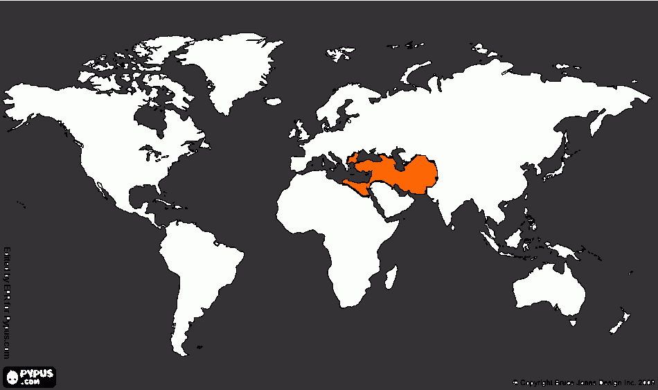 Tamanho do Imperio Persa em relação ao mundo para colorir e imprimir