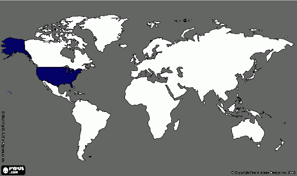 Tamanho dos EUA comparado com o mundo para colorir e imprimir