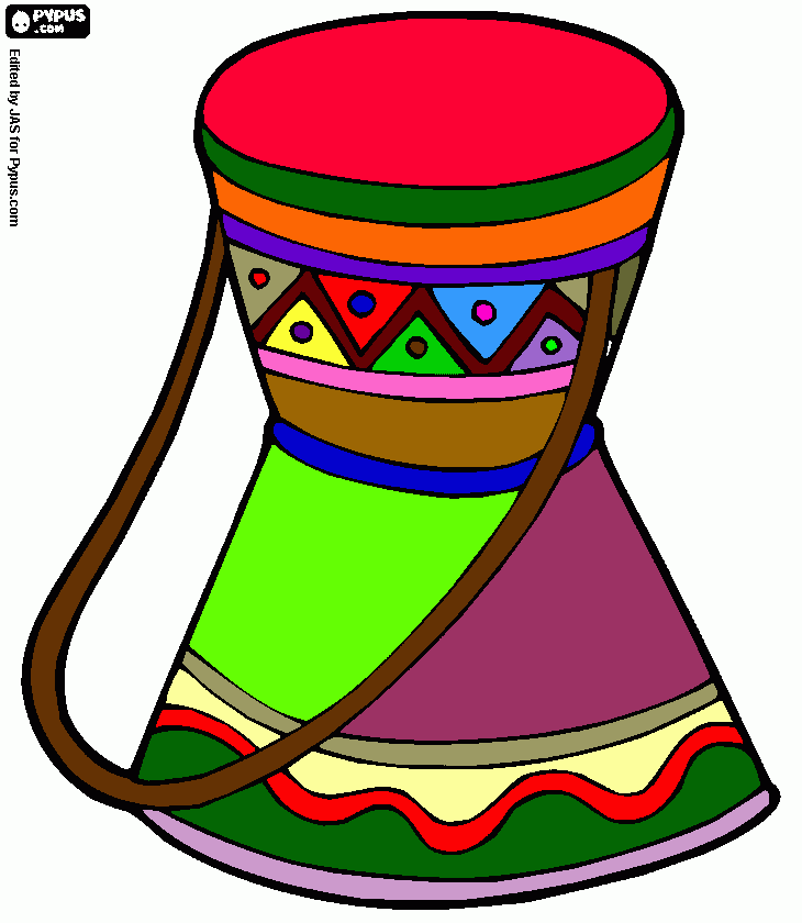 tambor africano Romero Brito para colorir e imprimir
