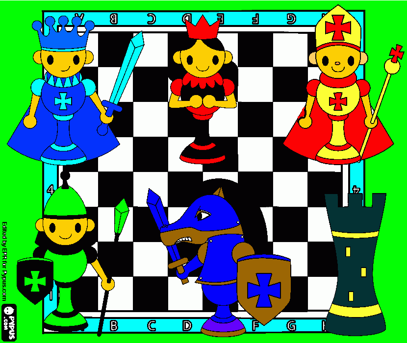 tarefa de xadrez para colorir e imprimir
