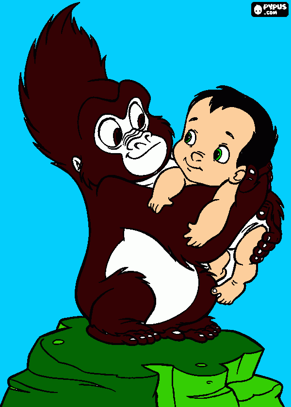 Tarzan e Prima para colorir e imprimir