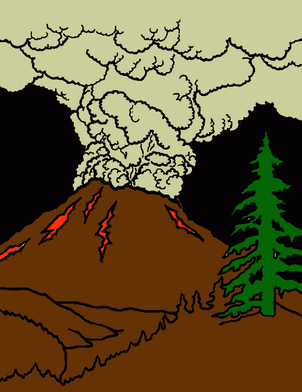 tattoo vulcão para colorir e imprimir