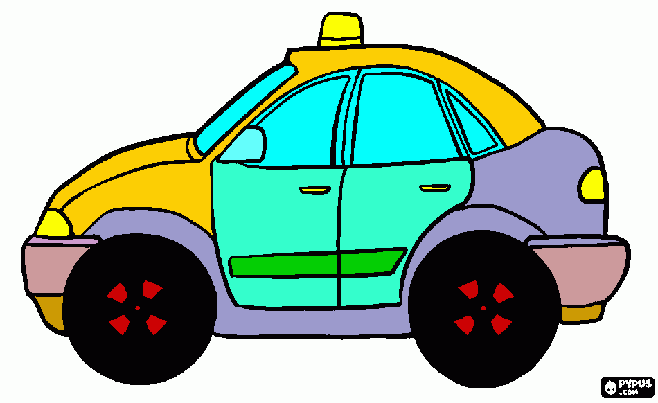 Taxi colorido para colorir e imprimir