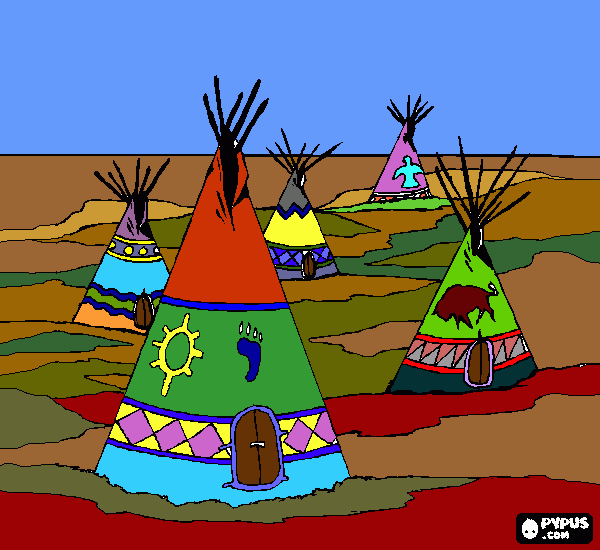 tendas de indios para colorir e imprimir