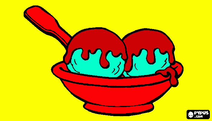 tigela com duas bolas de sorvete de limão... para colorir e imprimir