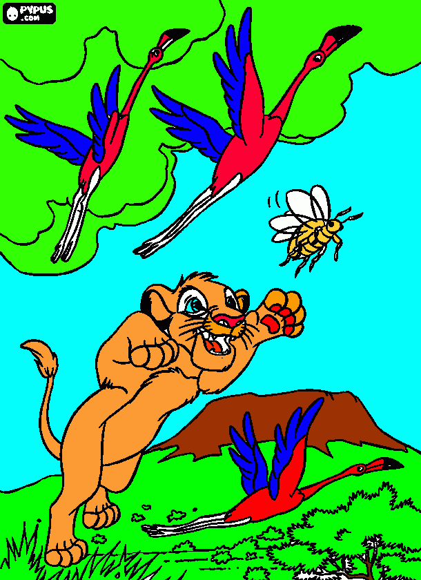 tigri e garça para colorir e imprimir