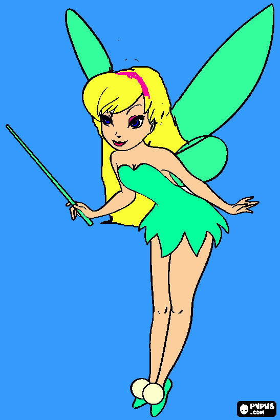 tinkerbell com sua varinha magica para colorir e imprimir