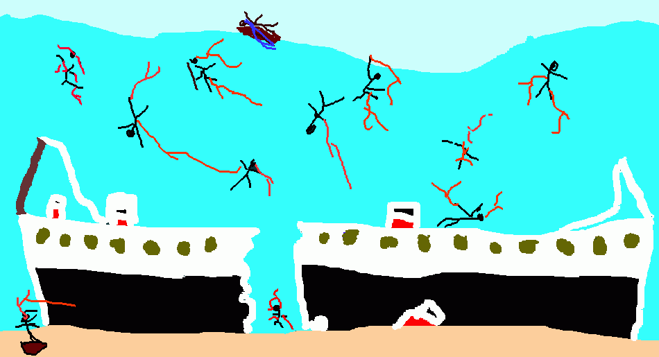 titanic no fundo do mar para colorir e imprimir