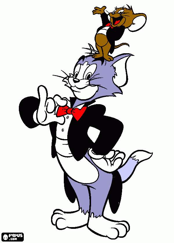 tom cinza e atrapalhado jerry marrom e esperto para colorir e imprimir