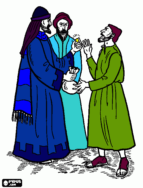 Traição de judas Iscariotes para colorir e imprimir