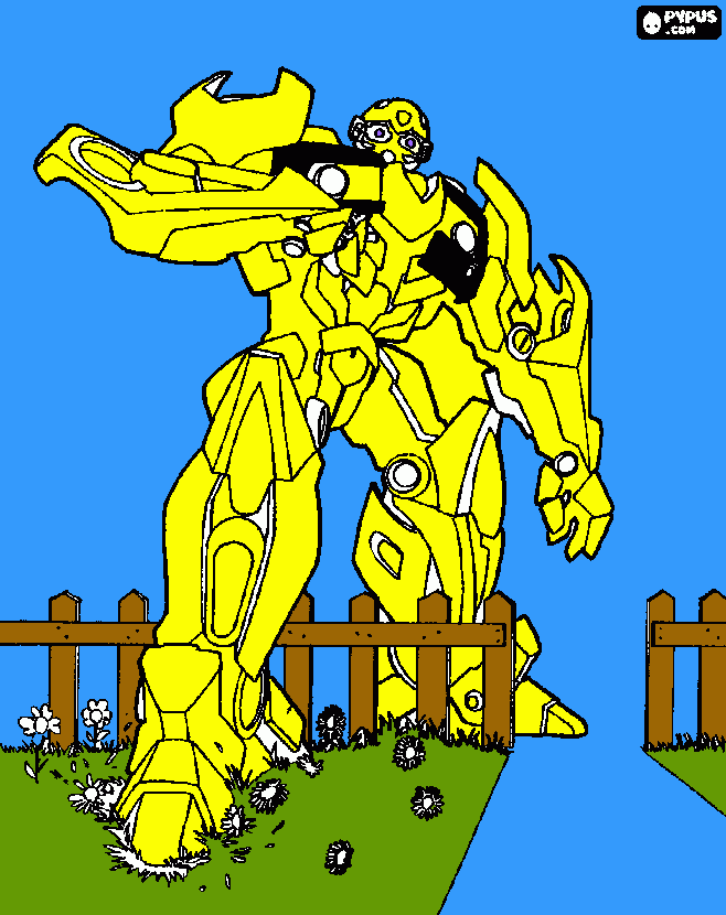 Transformer amarelo para colorir e imprimir