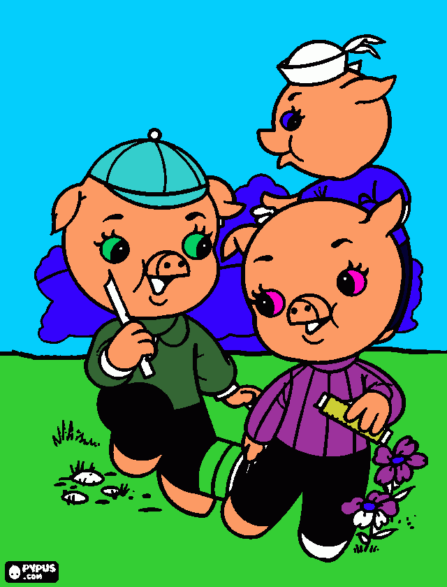 tres irmaus p.j.l para colorir e imprimir