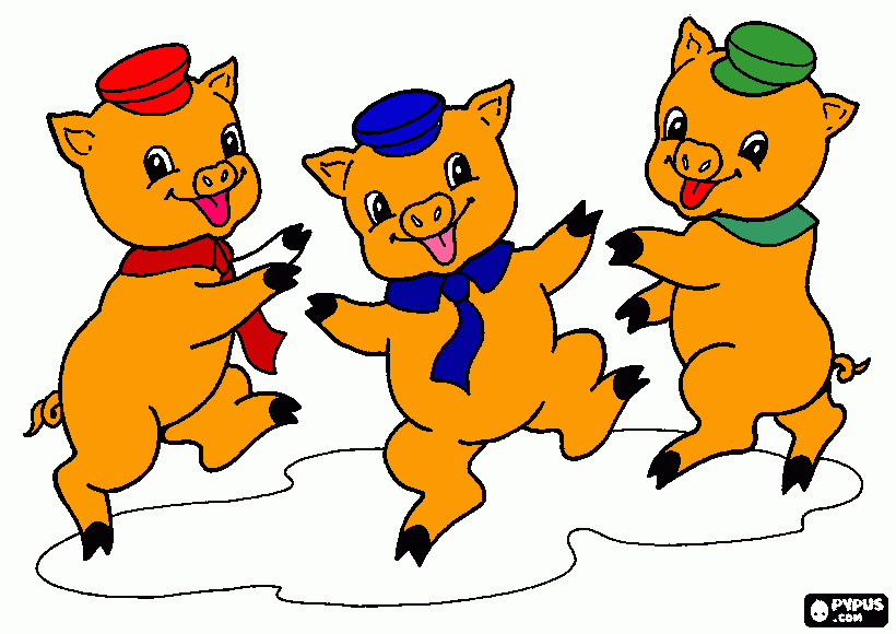 tres porq para colorir e imprimir