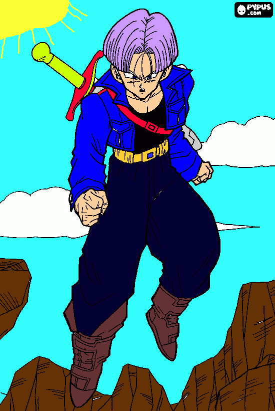 trunks do dragon boll z kai cartun netoorge para colorir e imprimir