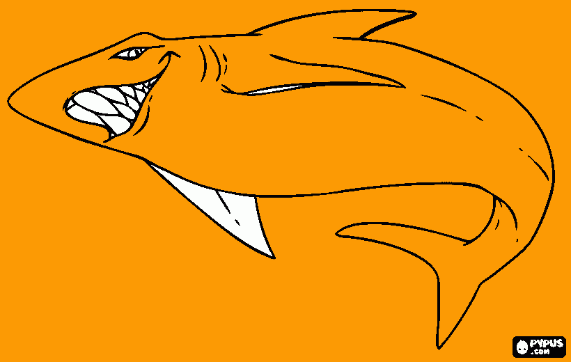 tubarao nadando com a boca aberta para colorir e imprimir