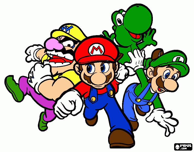 turma mario bros para colorir e imprimir