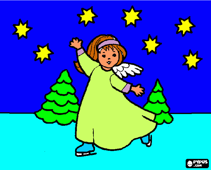 Um Anjo patinando para colorir e imprimir