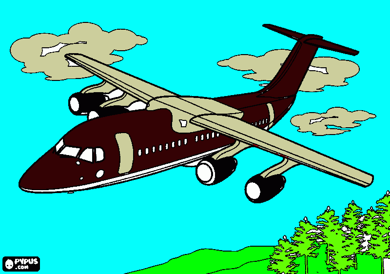 um avião no séu para colorir e imprimir
