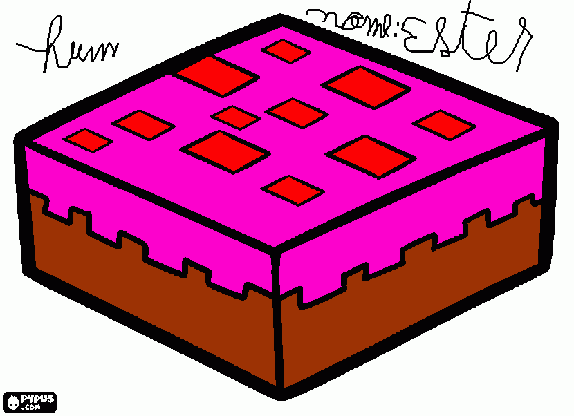 um bolo de chocolate e recheio de morango  para colorir e imprimir