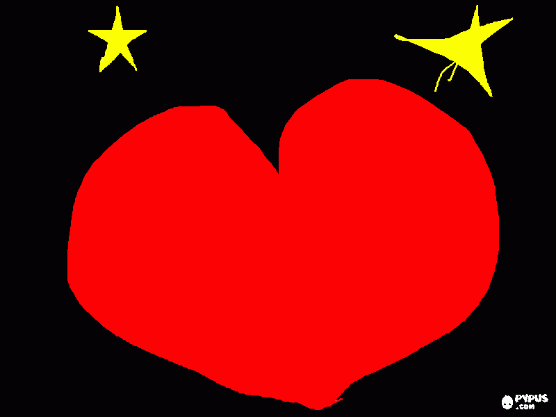 um coracao , duas estrelas e o fundo preto para colorir e imprimir