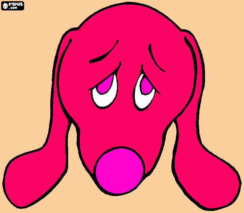 um cãozinho super fofo com orelhas grandes e tristinho para colorir e imprimir