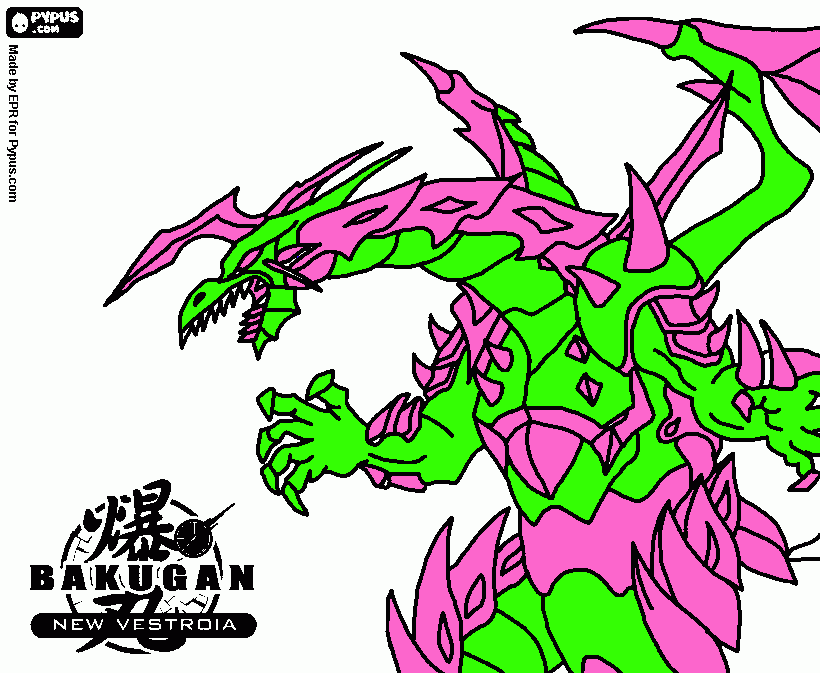 um dragão grande e verde de armadura rosa para colorir e imprimir