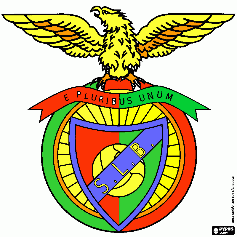 um emblema do benfica pintado para colorir e imprimir