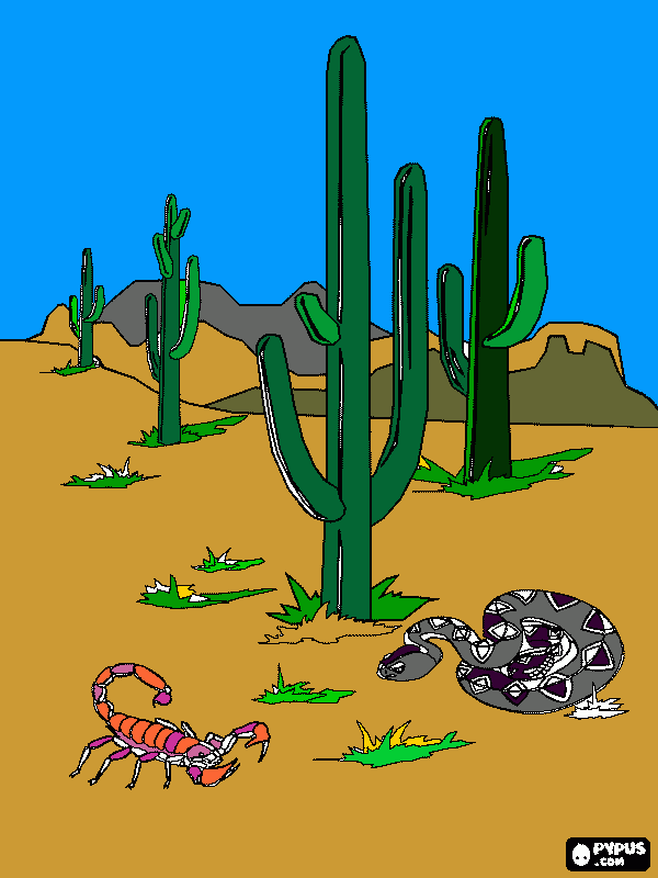 um escorpião e uma cobra para colorir e imprimir