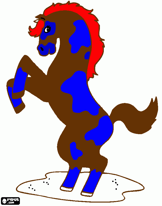 um lindo cavalo com manchas azuis para colorir e imprimir